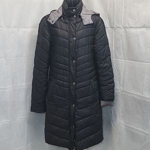 Tek Gear Puffer Coat Womens Medium Mid Length Full Zip Removable Hood